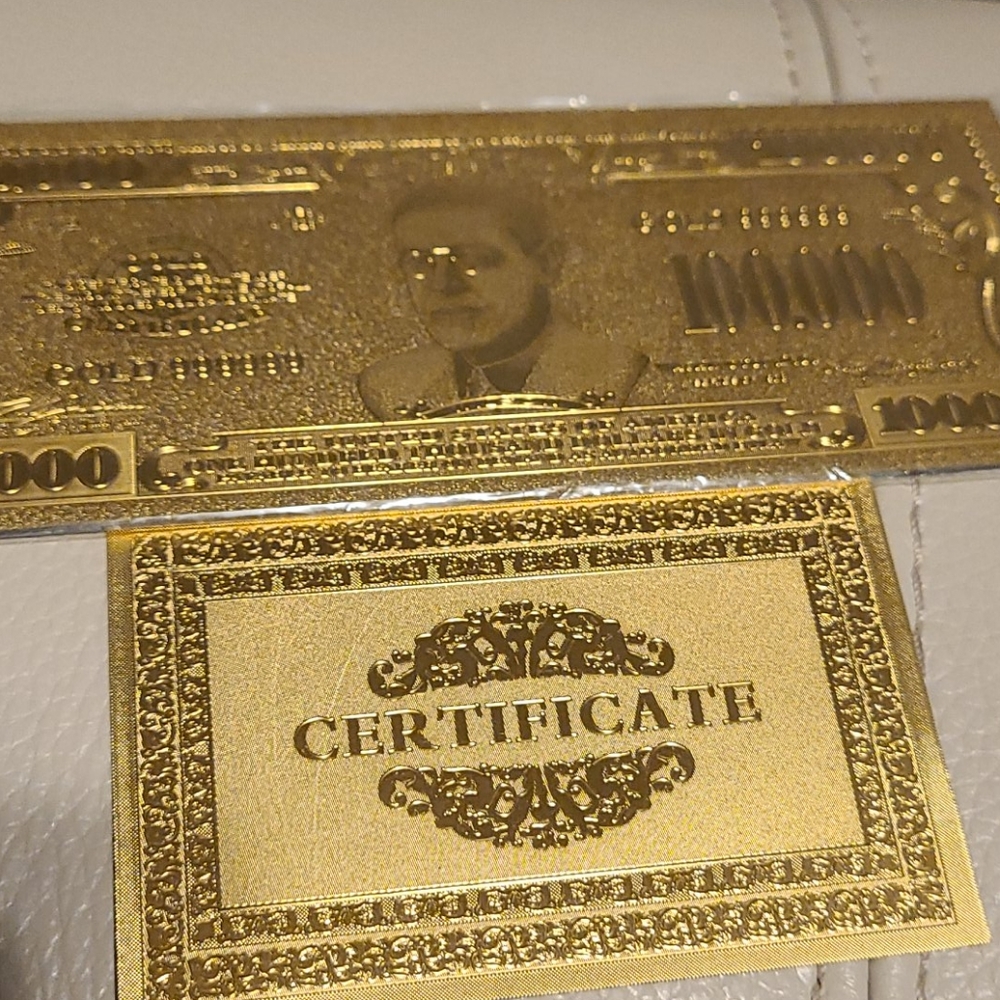 Collectors 24k gold 1000.000 dollar bill with cert